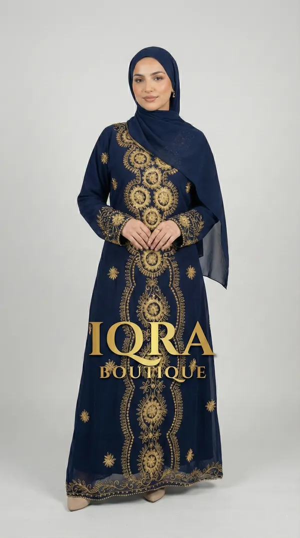 Navy_Blue_Georgette_Abaya_Set_For_Women