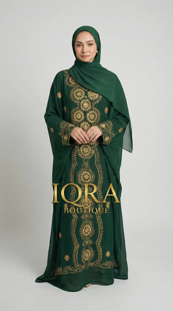 Bottle_Green_Georgette_Kaftan_For_Women