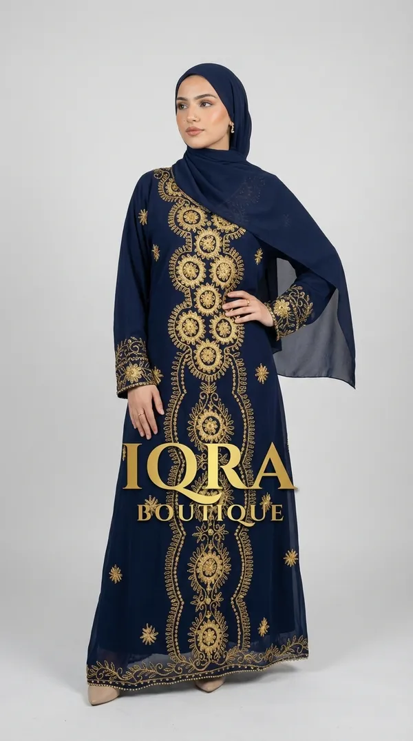 Navy_Blue_Georgette_Abaya_Set_For_Women