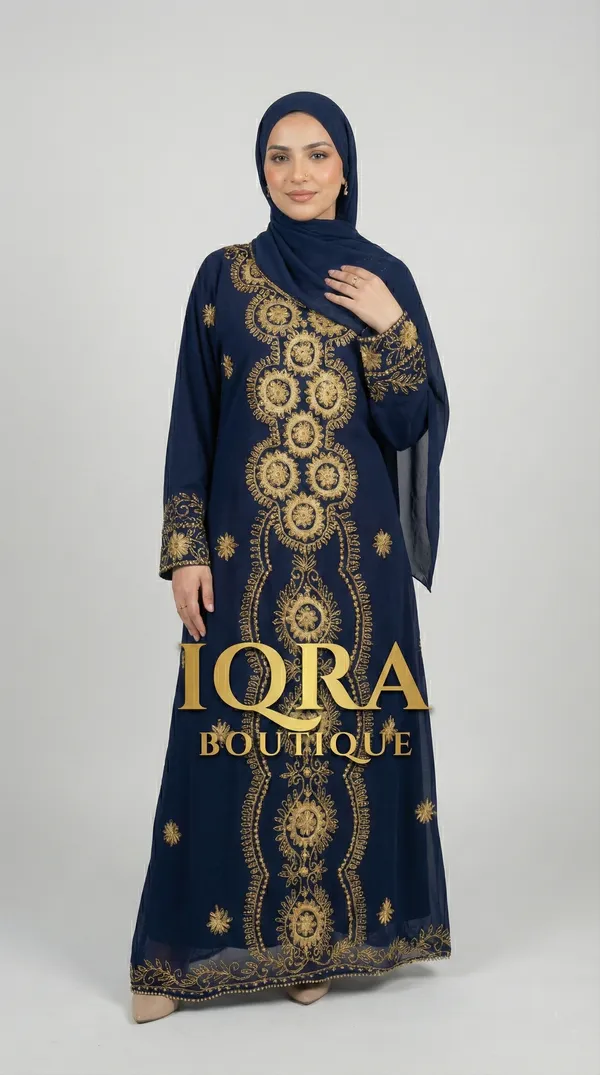 Navy_Blue_Georgette_Abaya_Set_For_Women