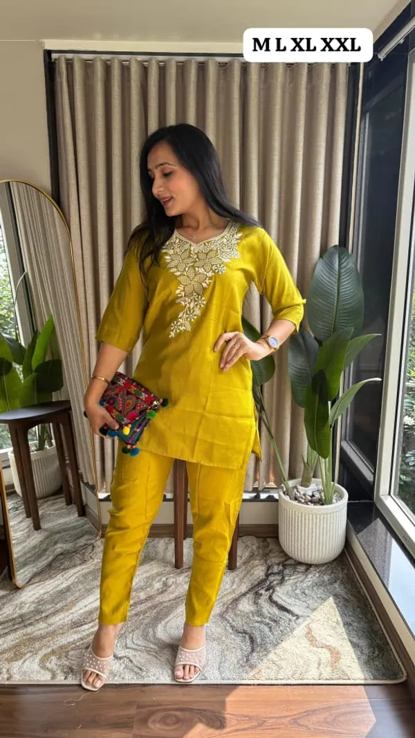 Mustard_Yellow_Embroidered_Satin_Silk_Co-ord_Set_with_Beaded_Neckline