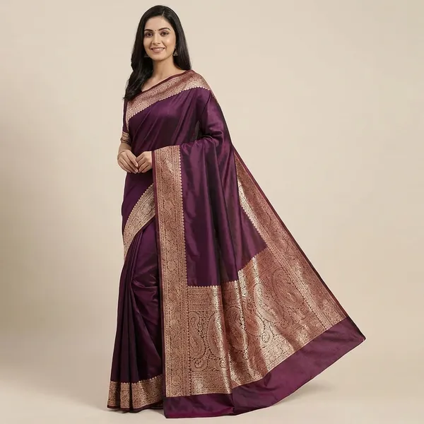 Purple_Banarasi_Silk_Saree_with_Golden_Zari_Work_and_Blouse_Piece