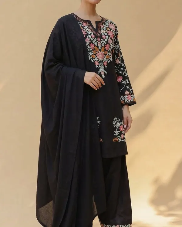 Black_Heavy_Roman_Silk_Embroidered_Designer_Party_Wear_Top_with_Farshi_Salwar_and_Dupatta_-_3_Piece_Set