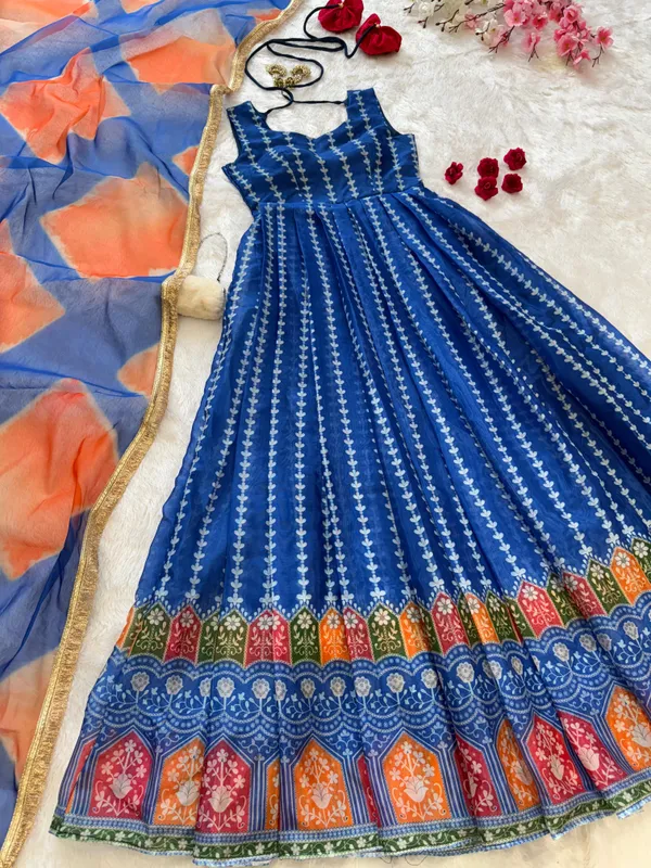 Blue_Ombre_Printed_Anarkali_Dress_with_Multicolor_Dupatta