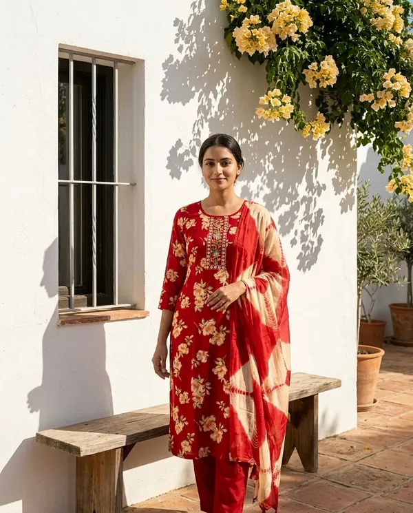 Red_Floral_Embroidered_Kurta_Set_with_Dupatta