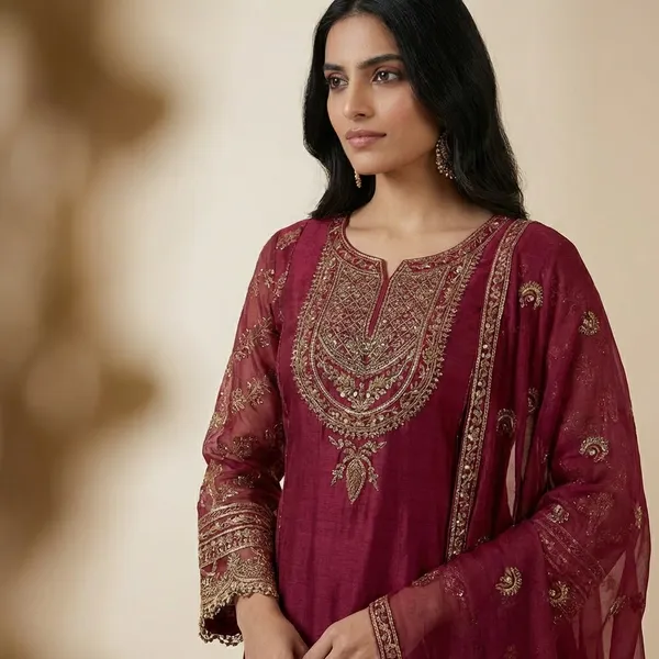 Ethnic_Red_Gharara_Suit_Set_with_Gold_Embroidery
