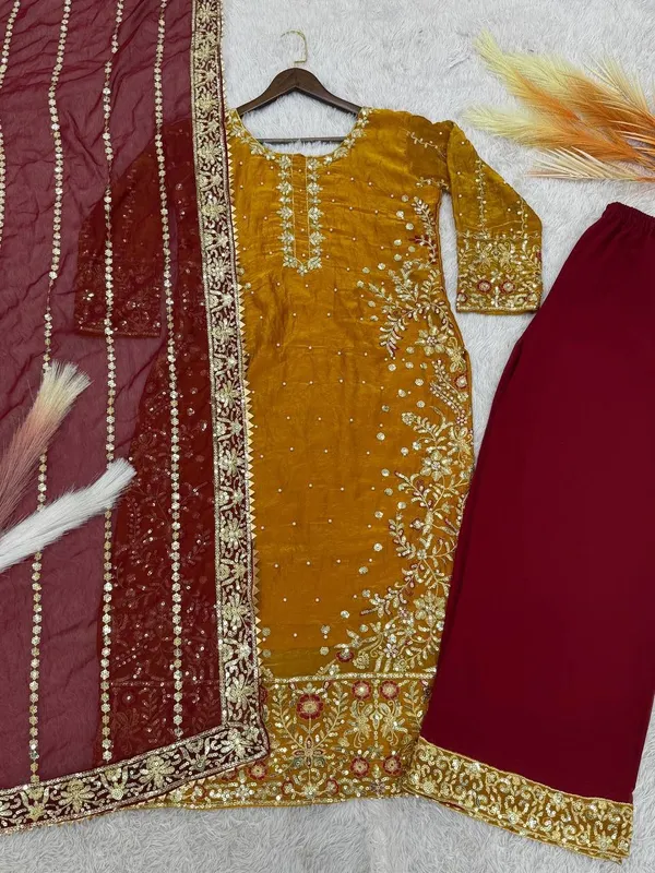 Mustard_Yellow_&_Maroon_Embellished_Velvet_Suit_Set_with_Dupatta