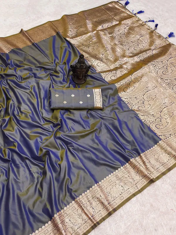 Elegant_Blue_Banarasi_Silk_Saree_with_Golden_Zari_Border