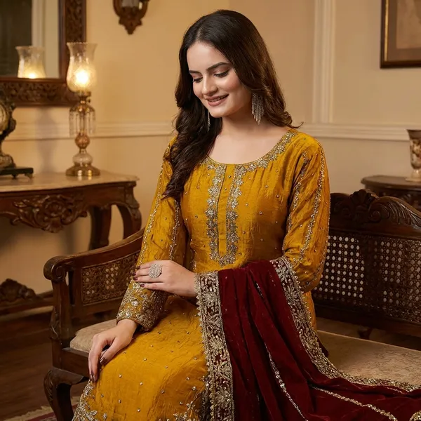 Mustard_Yellow_Embroidered_Kurta_with_Maroon_Palazzo_and_Dupatta_Set