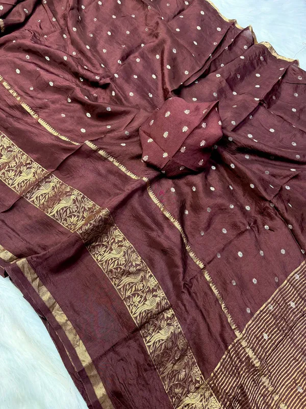 Elegant_Maroon_Chanderi_Silk_Saree_with_Golden_Zari_Border_and_Buti_Work