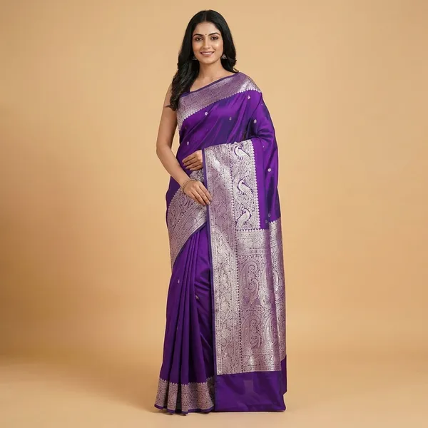 Purple_Banarasi_Silk_Saree_with_Silver_Zari_Work