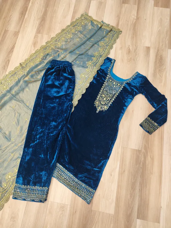 Velvet_Embroidered_Salwar_Suit_Set_with_Sequins_&_Zari_Work_-_3_Piece