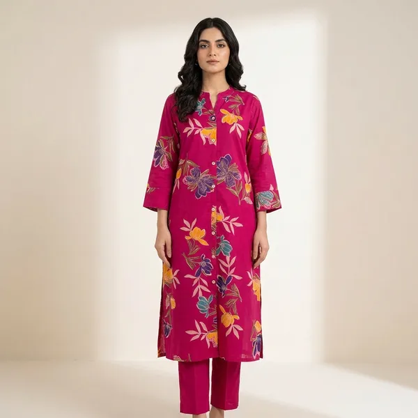Vibrant_Floral_Print_Ethnic_Dress_Set_with_Matching_Shorts