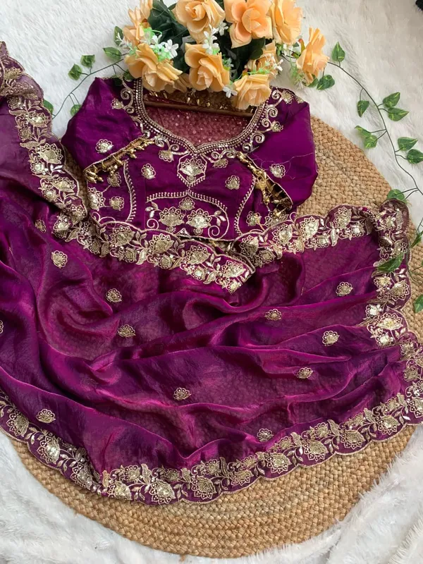 Purple_Embroidered_Velvet_Lehenga_Choli_Set_with_Golden_Zari_Work