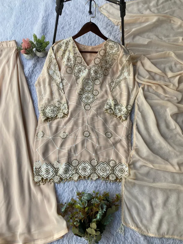 Elegant_Beige_Embroidered_Ethnic_Tunic_with_Dupatta_Set