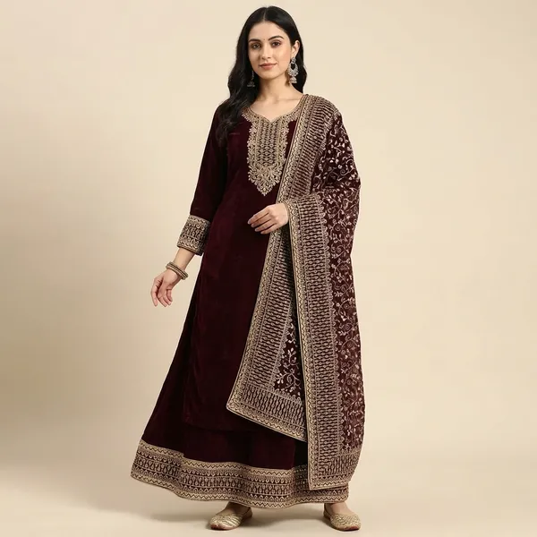 Embroidered_Ethnic_Suit_Set_with_Dupatta_-_Maroon_&_Gold