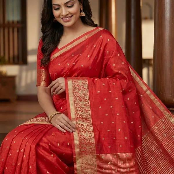 Red_Silk_Saree_with_Golden_Zari_Border_and_Silver_Buti_Work