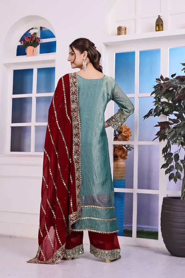 Turquoise_Blue_and_Maroon_Embroidered_Pakistani_Suit_with_Dupatta