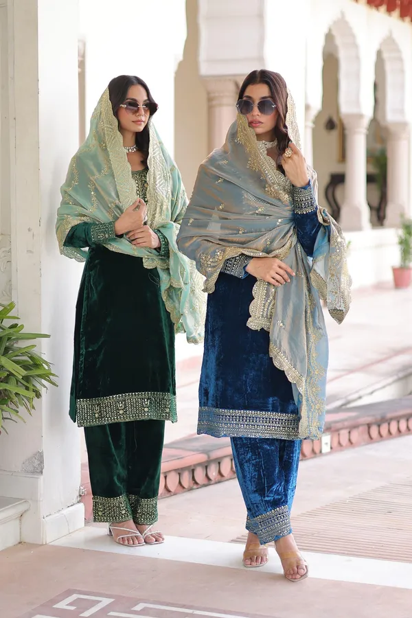 Velvet_Embroidered_Salwar_Suit_Set_with_Sequins_&_Zari_Work_-_3_Piece