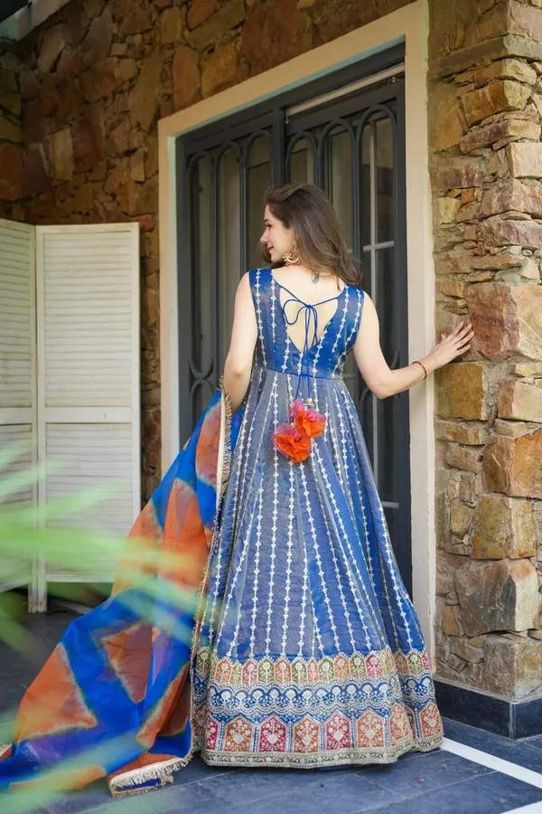 Blue_Ombre_Printed_Anarkali_Dress_with_Multicolor_Dupatta