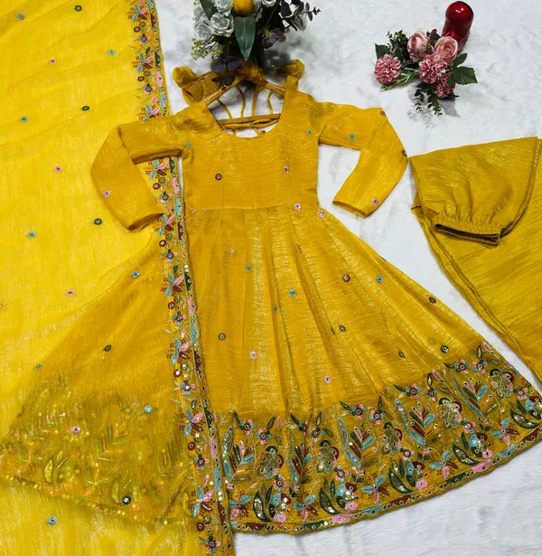 Yellow_Embroidered_Mirror_Work_Lehenga_Choli_Set_with_Dupatta