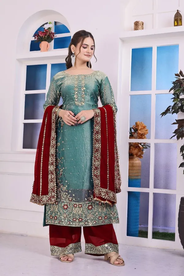 Turquoise_Blue_and_Maroon_Embroidered_Pakistani_Suit_with_Dupatta