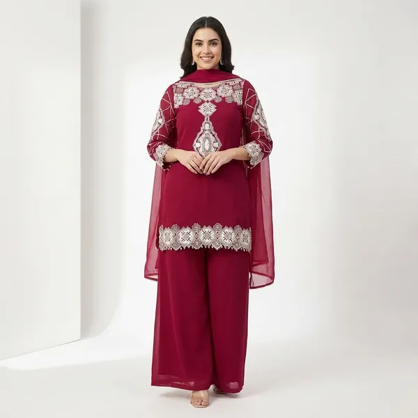 Elegant_Red_Ethnic_Kurti_with_White_Geometric_Embroidery