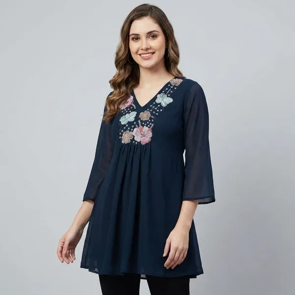Navy_Blue_Embroidered_Flared_Sleeveless_Top_for_Women