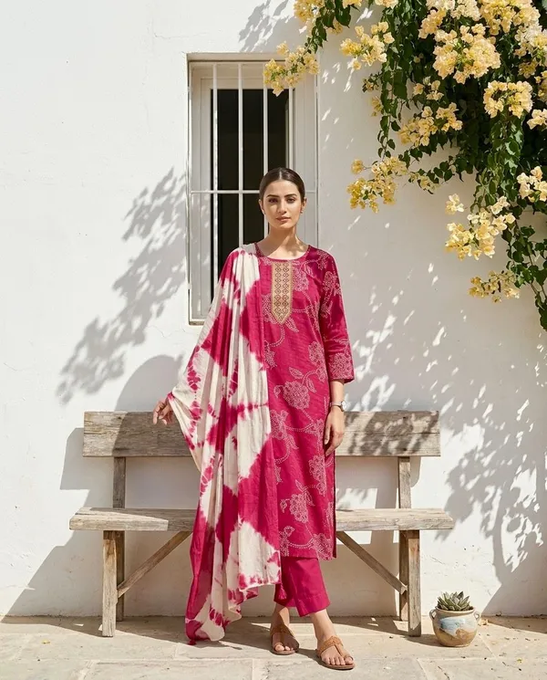 Pink_Embroidered_Cotton_Kurta_Set_with_Tie-Dye_Dupatta