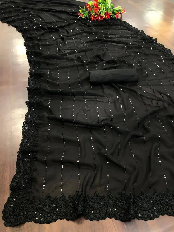 Black_Sequin_Embroidered_Saree_with_Floral_Lace_Border