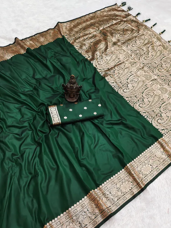 Green_Banarasi_Silk_Saree_with_Golden_Zari_Border