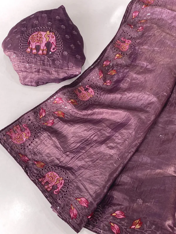 Purple_Embroidered_Elephant_Motif_Silk_Saree_with_Blouse