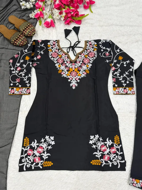 Black_Heavy_Roman_Silk_Embroidered_Designer_Party_Wear_Top_with_Farshi_Salwar_and_Dupatta_-_3_Piece_Set