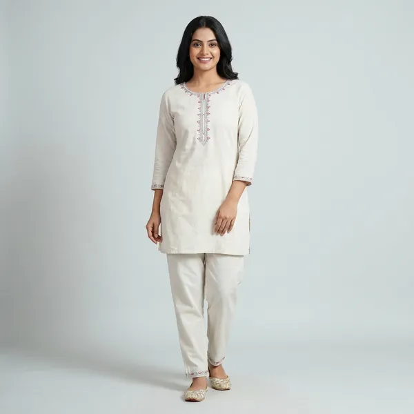White_Embroidered_Cotton_Kurta_Pant_Set_for_Women
