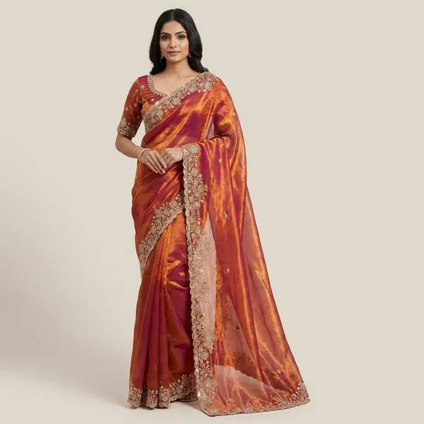 Maroon_Silk_Saree_with_Heavy_Golden_Embroidered_Border_and_Blouse