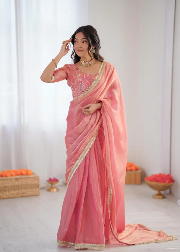 Pink_Embroidered_Saree_with_Golden_Border_and_Designer_Blouse