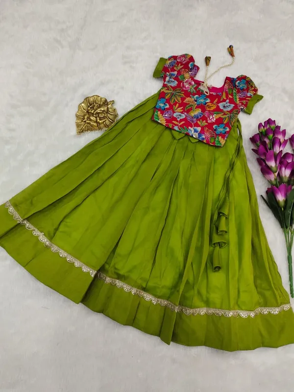 Parrot_Green_Lehenga_Choli_with_Floral_Embroidered_Blouse_for_Girls