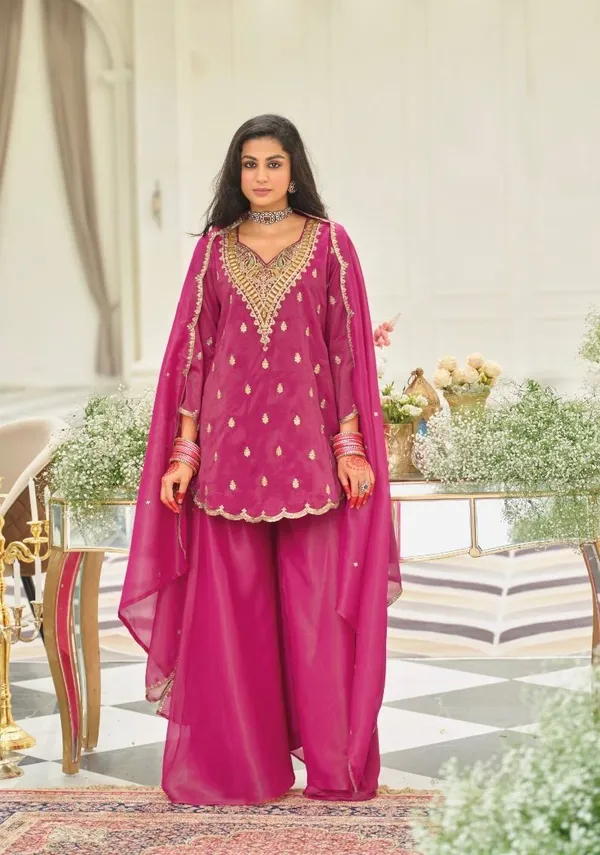 Magenta_Embroidered_Georgette_Sharara_Suit_Set_with_Dupatta