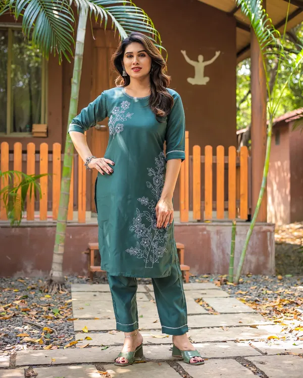 Teal_Green_Floral_Embroidered_Kurta_with_Pants_Set