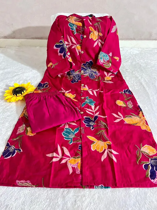 Vibrant_Floral_Print_Ethnic_Dress_Set_with_Matching_Shorts