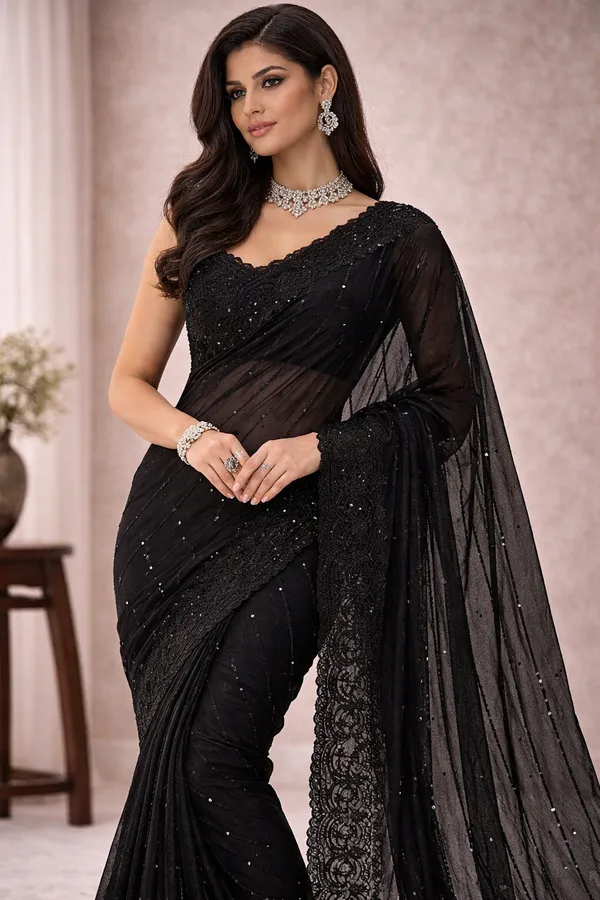 Black_Sequin_Embroidered_Saree_with_Floral_Lace_Border