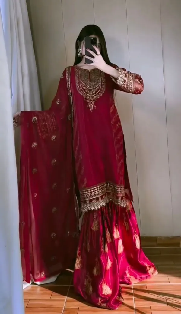 Ethnic_Red_Gharara_Suit_Set_with_Gold_Embroidery