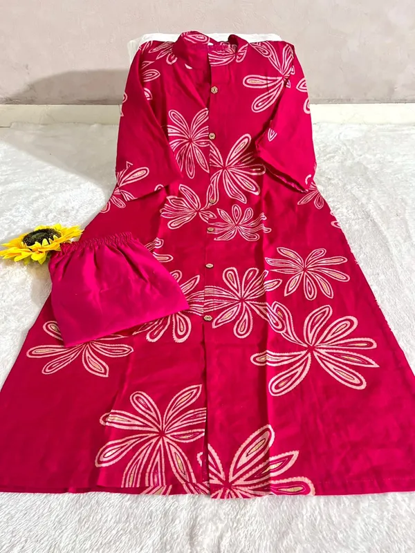 Red_Floral_Print_Cotton_Kurta