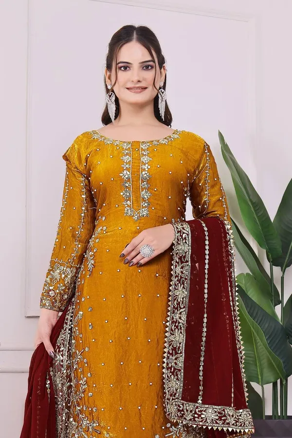 Mustard_Yellow_&_Maroon_Embellished_Velvet_Suit_Set_with_Dupatta