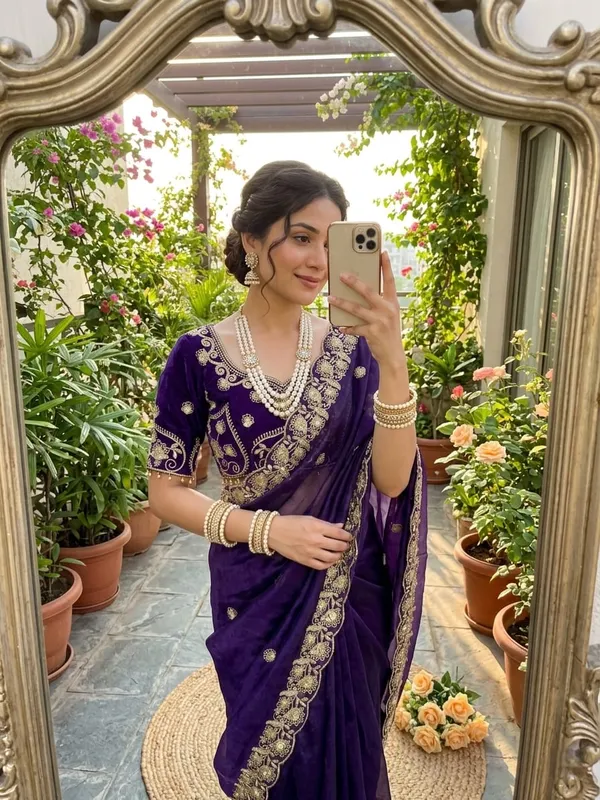Royal_Purple_Velvet_Saree_with_Heavy_Golden_Zari_Embroidery_Work_and_Matching_Blouse