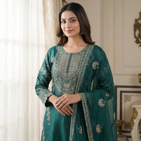 Teal_Green_Embroidered_Lehenga_Choli_Set_with_Dupatta