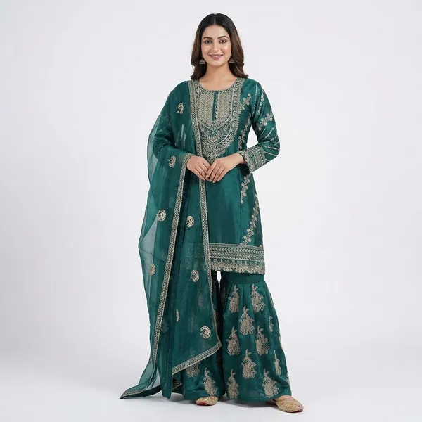 Teal_Green_Embroidered_Lehenga_Choli_Set_with_Dupatta