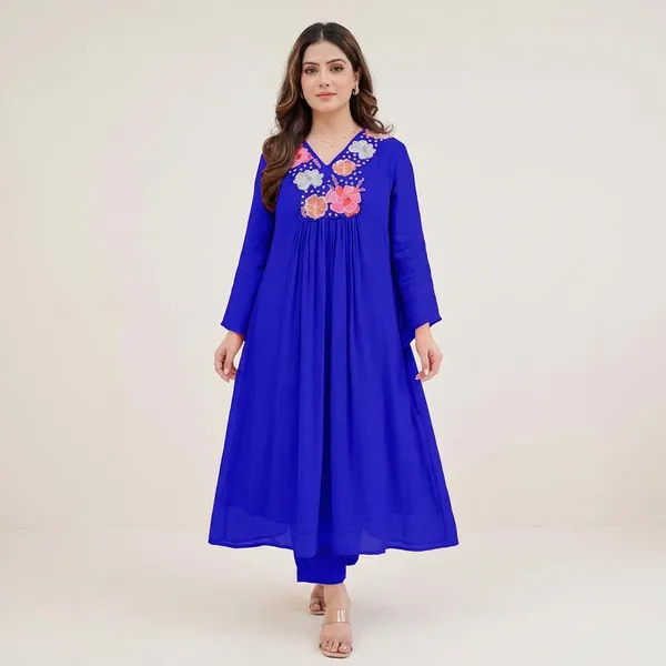 Royal_Blue_Floral_Embroidered_Kurti_for_Women
