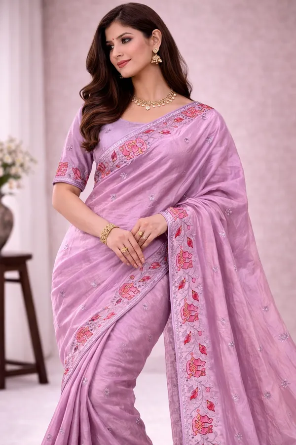 Lavender_Purple_Embroidered_Silk_Saree_with_Elephant_Motifs