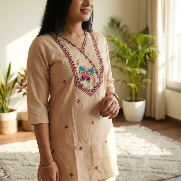 Women's_Beige_Embroidered_Kurti_Set_with_Pants